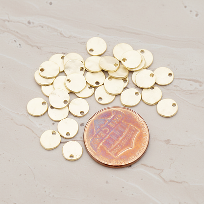 Organic Round Plain Tag Coin Pendant, 4 Pc on warm marble background (PD.854-01)