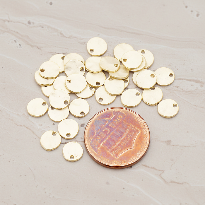Organic Round Plain Tag Coin Pendant, 4 Pc on warm marble background (PD.854-01)