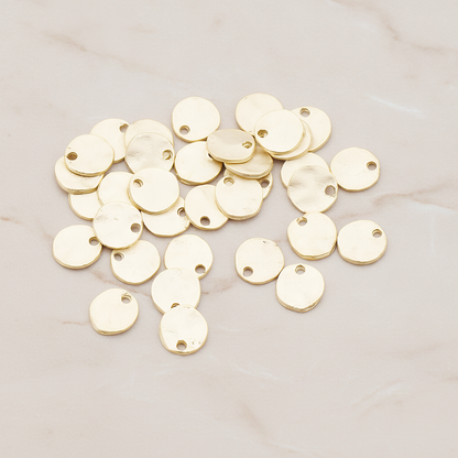 Organic Round Plain Tag Coin Pendant, 4 Pc on warm marble background (PD.854-01)