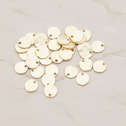Organic Round Plain Tag Coin Pendant, 4 Pc on warm marble background (PD.854-01)