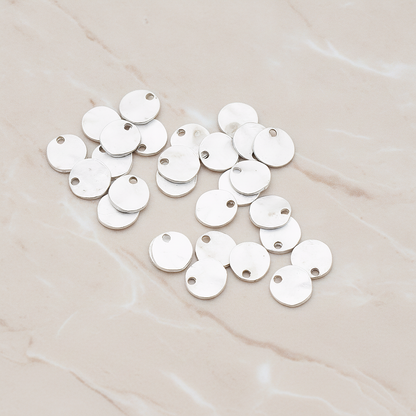 Organic Round Plain Tag Coin Pendant, 4 Pc on warm marble background (PD.854-01)