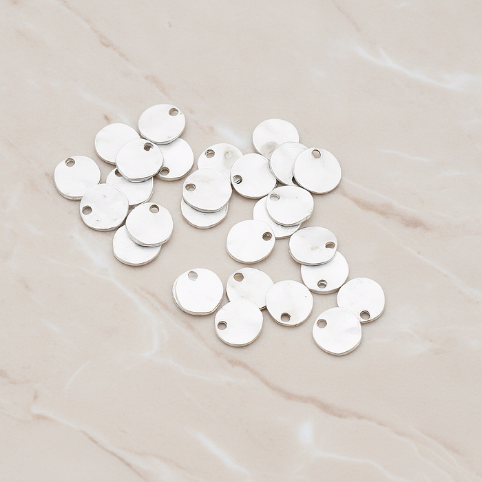 Organic Round Plain Tag Coin Pendant, 4 Pc on warm marble background (PD.854-01)