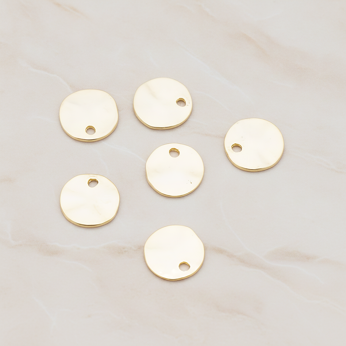 Plated Organic Round Plain Large Tag Coin Disk Pendant, 2 Pc on warm marble background (PD.854-02)