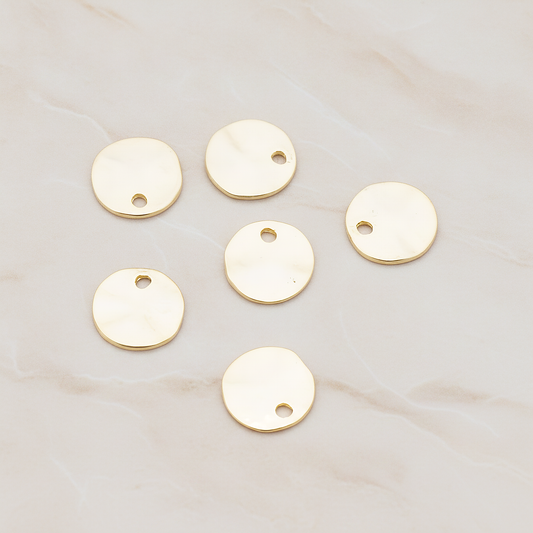 Plated Organic Round Plain Large Tag Coin Disk Pendant, 2 Pc on warm marble background (PD.854-02)