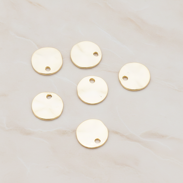 Plated Organic Round Plain Large Tag Coin Disk Pendant, 2 Pc on warm marble background (PD.854-02)