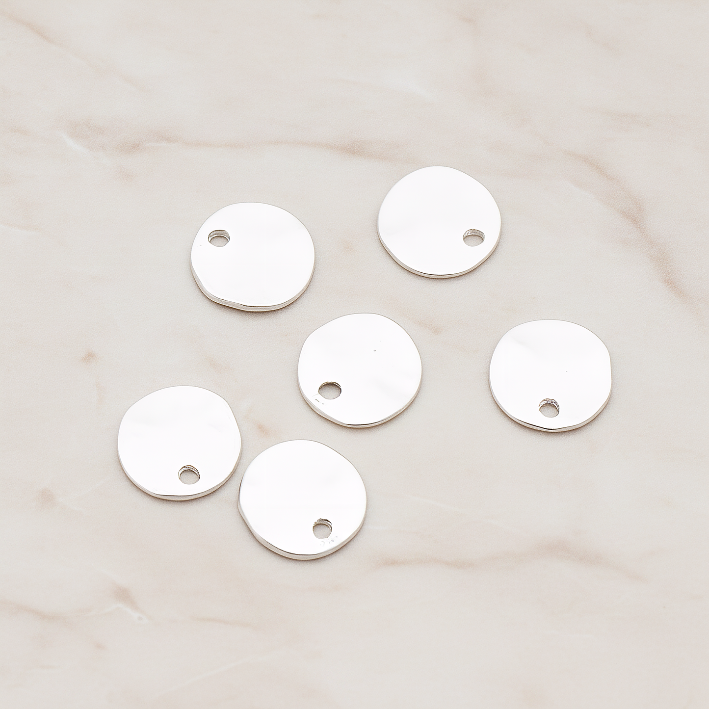 Plated Organic Round Plain Large Tag Coin Disk Pendant, 2 Pc on warm marble background (PD.854-02)