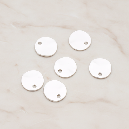 Plated Organic Round Plain Large Tag Coin Disk Pendant, 2 Pc on warm marble background (PD.854-02)
