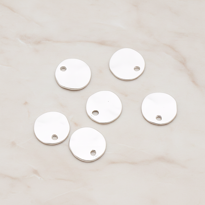 Plated Organic Round Plain Large Tag Coin Disk Pendant, 2 Pc on warm marble background (PD.854-02)