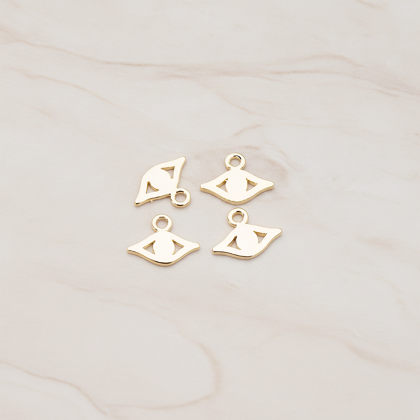 Small Eye Charm Pendant, 2 Pc on warm marble background (PD.858)