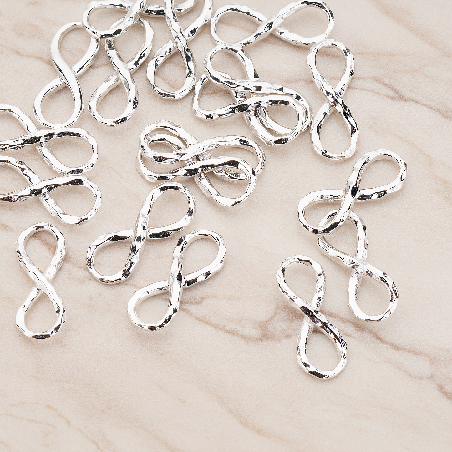 Hammered Infinity Link Pendant, 2 Pc on warm marble background (PD.869)