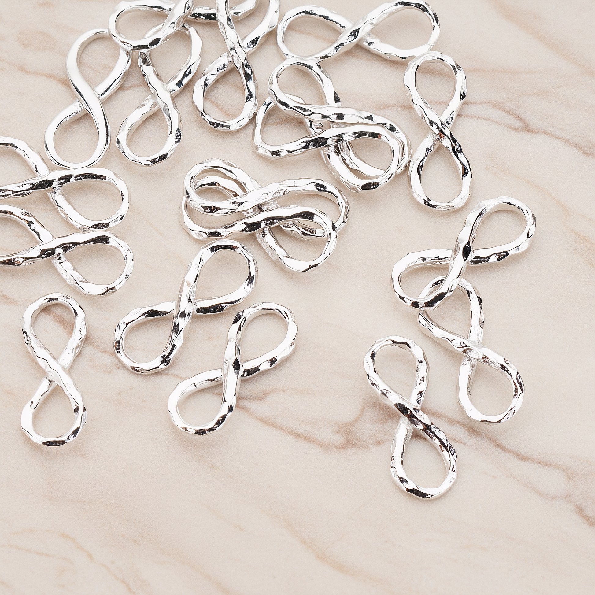 Hammered Infinity Link Pendant, 2 Pc on warm marble background (PD.869)