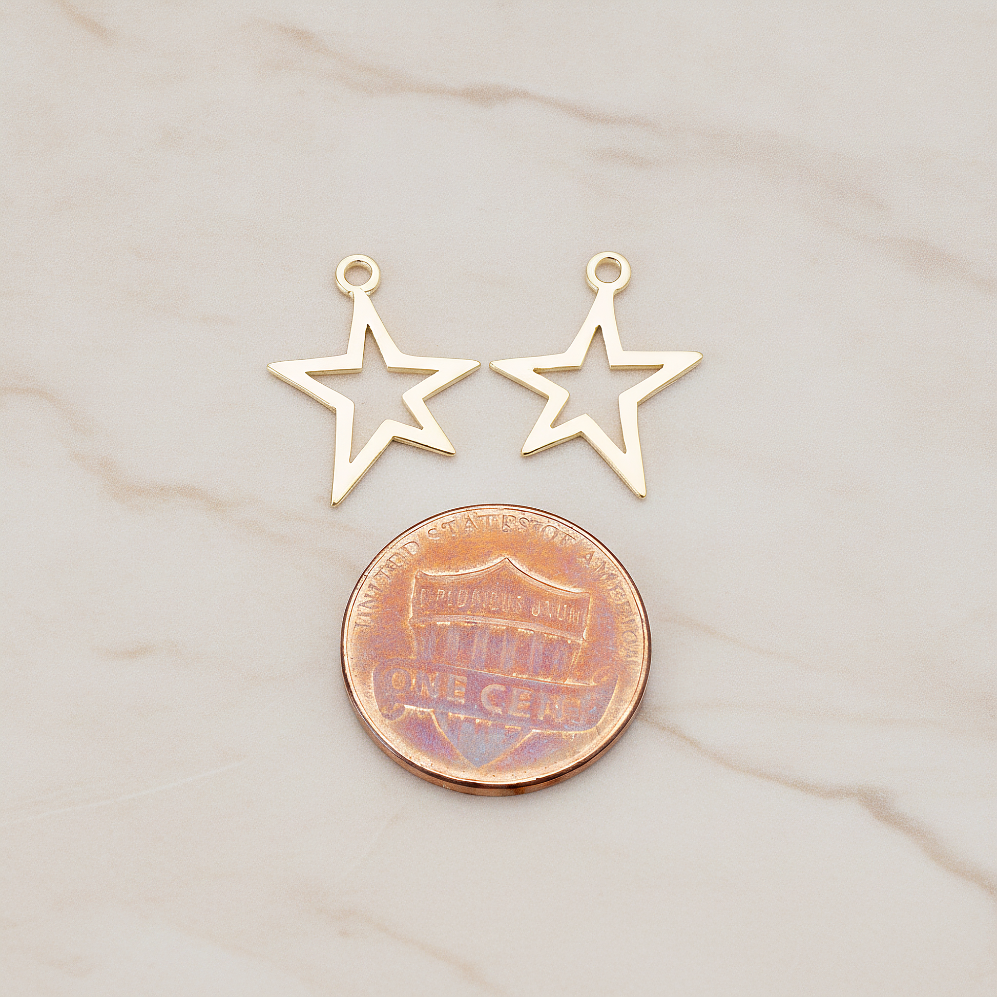 Funky Star Pendant, 2 Pc on warm marble background (PD.876)