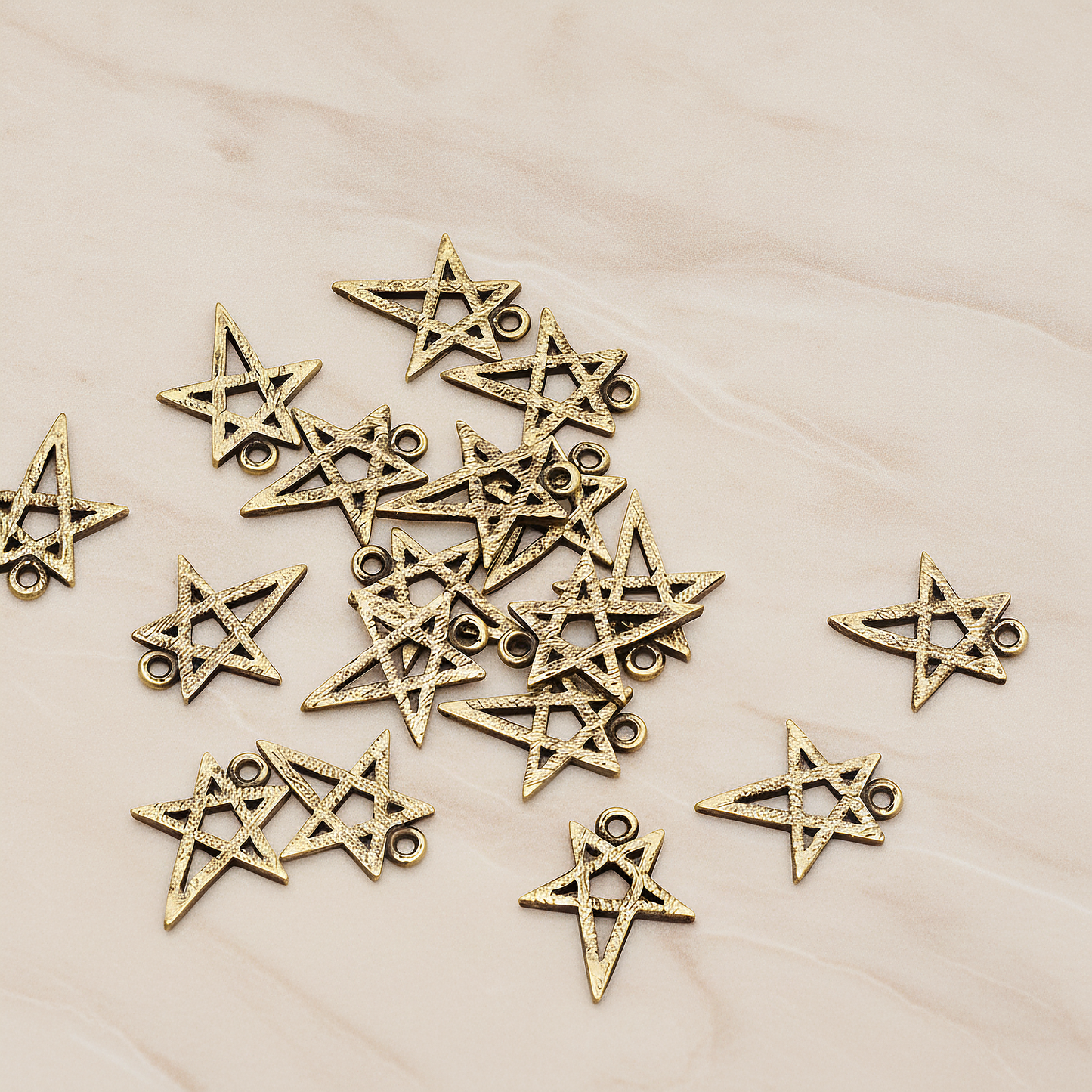 Drawing Star Pendant, 2 Pc on warm marble background (PD.889)