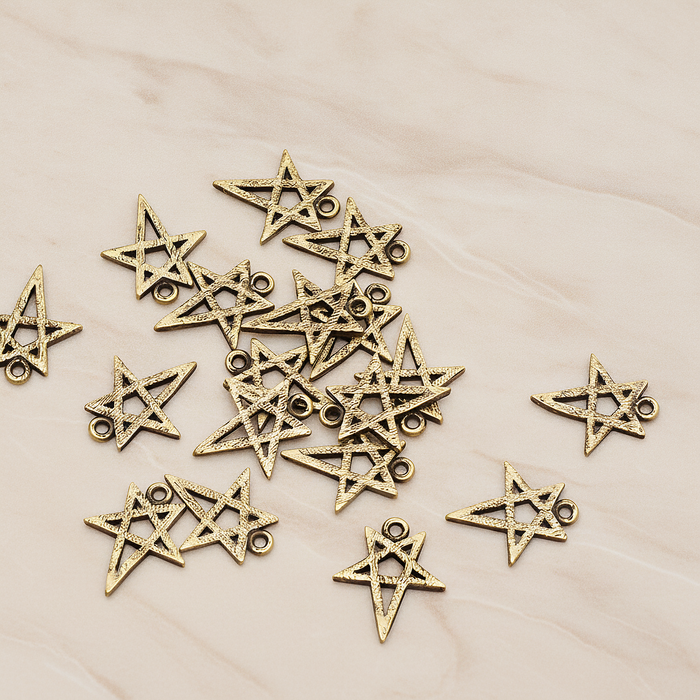 Drawing Star Pendant, 2 Pc on warm marble background (PD.889)