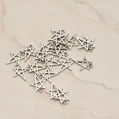 Drawing Star Pendant, 2 Pc on warm marble background (PD.889)