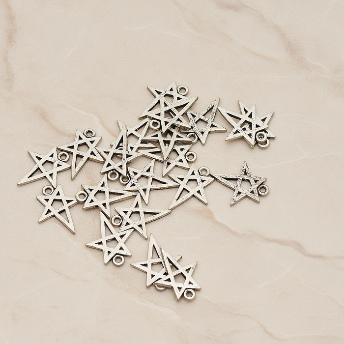 Drawing Star Pendant, 2 Pc on warm marble background (PD.889)