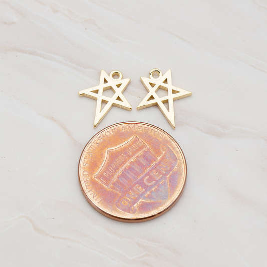 Drawing Star Pendant, 2 Pc on warm marble background (PD.889)