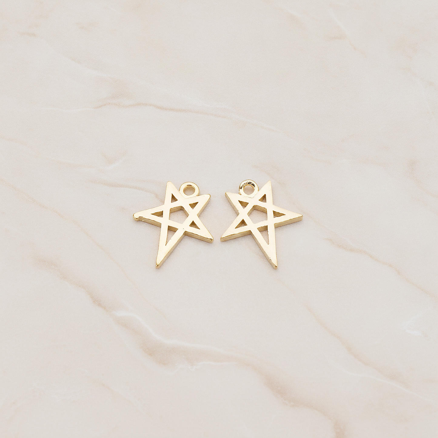 Drawing Star Pendant, 2 Pc on warm marble background (PD.889)