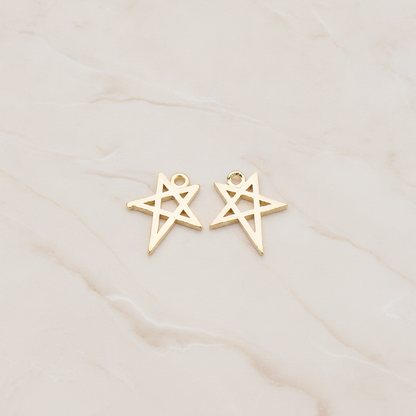 Drawing Star Pendant, 2 Pc on warm marble background (PD.889)