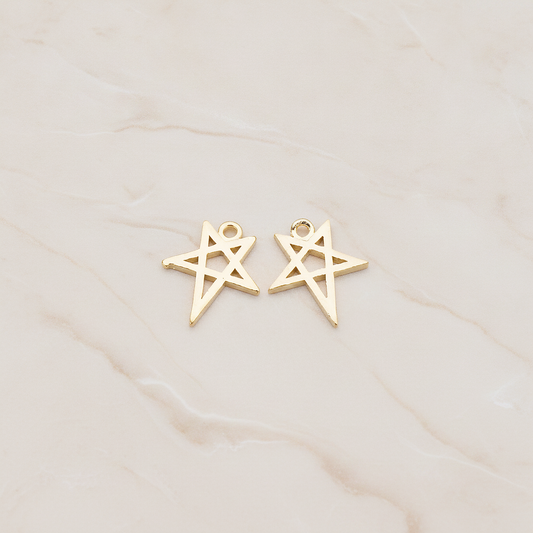 Drawing Star Pendant, 2 Pc on warm marble background (PD.889)