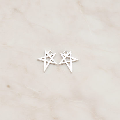 Drawing Star Pendant, 2 Pc on warm marble background (PD.889)