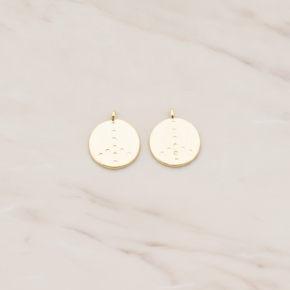 Peace Sign Brushed Round Tag Pendant, 2 Pc on warm marble background (PD.895)