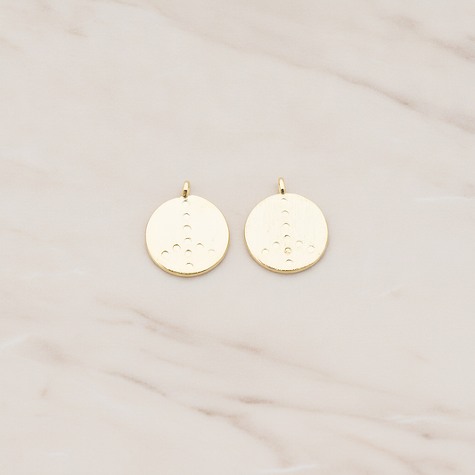 Peace Sign Brushed Round Tag Pendant, 2 Pc on warm marble background (PD.895)