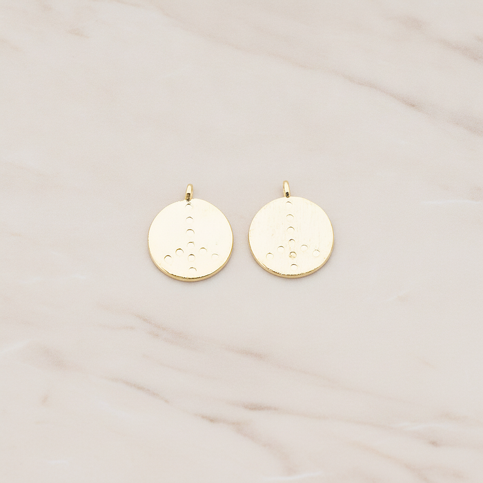Peace Sign Brushed Round Tag Pendant, 2 Pc on warm marble background (PD.895)