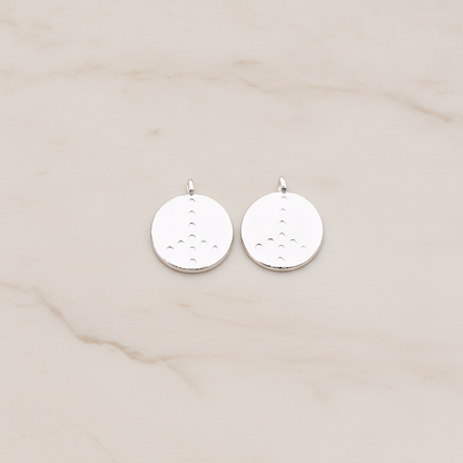 Peace Sign Brushed Round Tag Pendant, 2 Pc on warm marble background (PD.895)