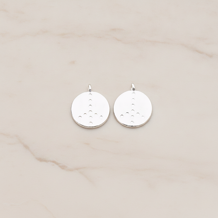 Peace Sign Brushed Round Tag Pendant, 2 Pc on warm marble background (PD.895)