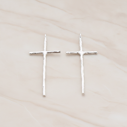 Textured Long Cross Pendant, 2 Pc on warm marble background (PD.899)