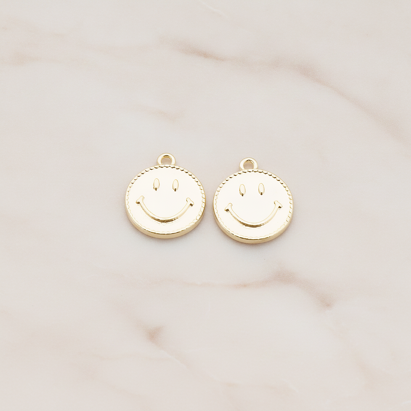 Smile Round Tag Disk Pendant, 2 Pc on warm marble background (PD.903)
