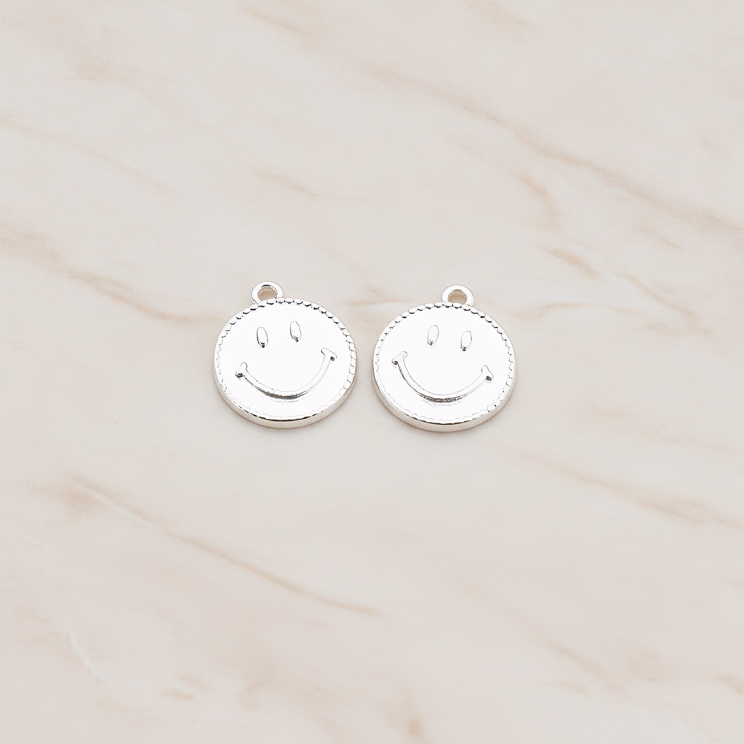 Smile Round Tag Disk Pendant, 2 Pc on warm marble background (PD.903)