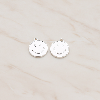 Smile Round Tag Disk Pendant, 2 Pc on warm marble background (PD.903)