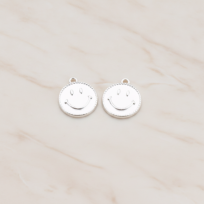 Smile Round Tag Disk Pendant, 2 Pc on warm marble background (PD.903)