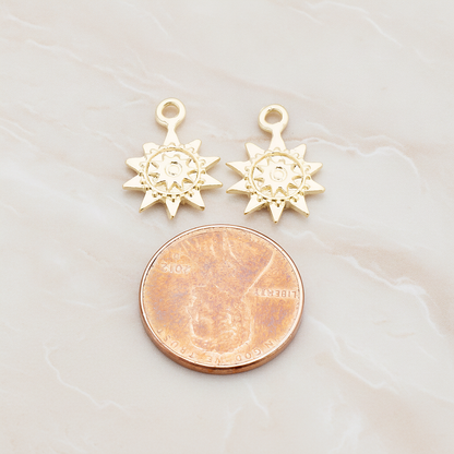 Double Sun Charm Pendant, 2 Pc on warm marble background (PD.906)