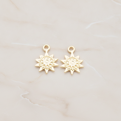 Double Sun Charm Pendant, 2 Pc on warm marble background (PD.906)