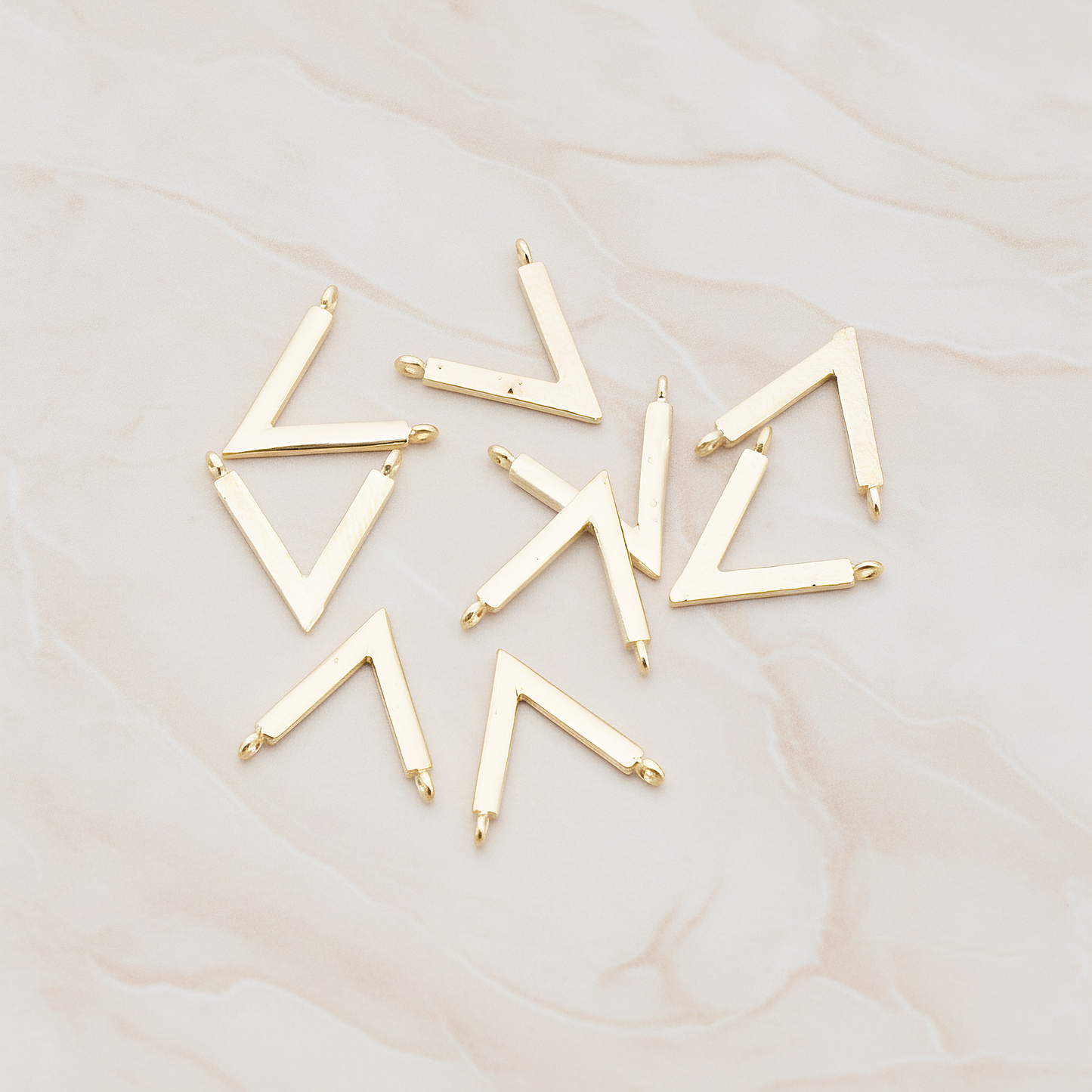 V Shaped Connetor Pendant, 2 Pc on warm marble background (PD.919)