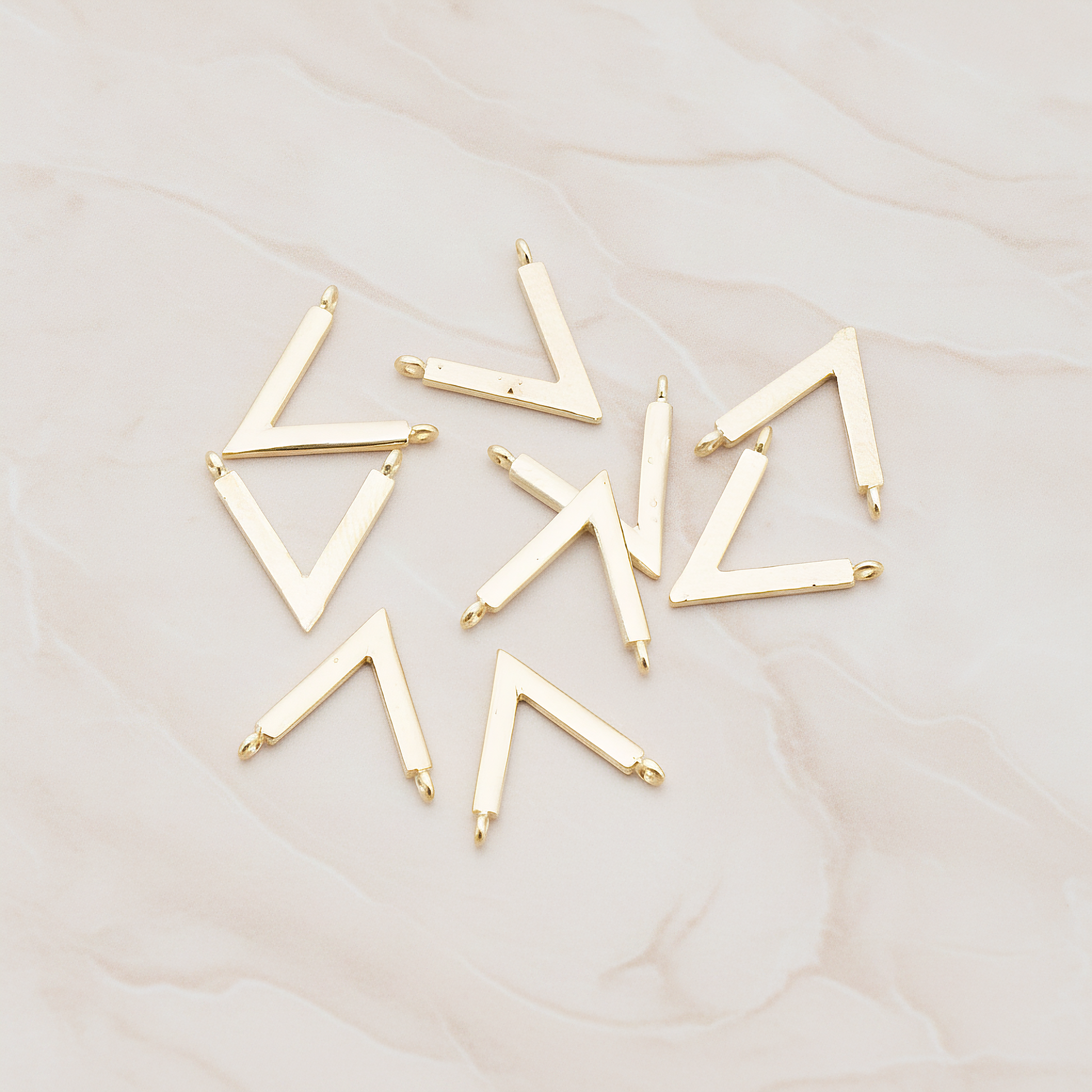 V Shaped Connetor Pendant, 2 Pc on warm marble background (PD.919)