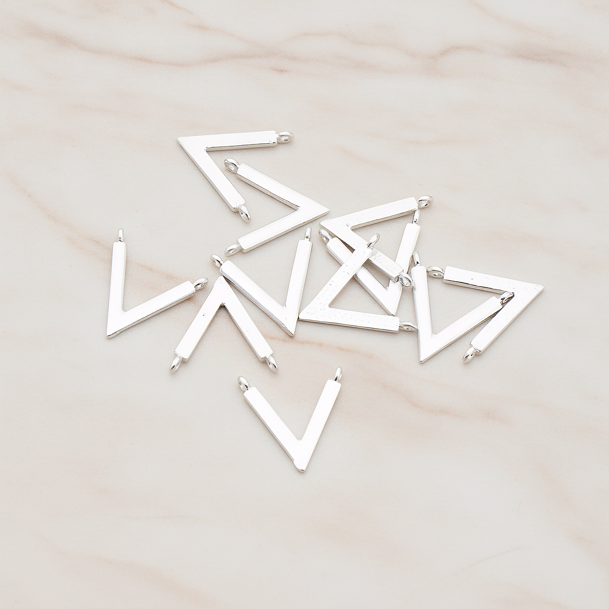 V Shaped Connetor Pendant, 2 Pc on warm marble background (PD.919)