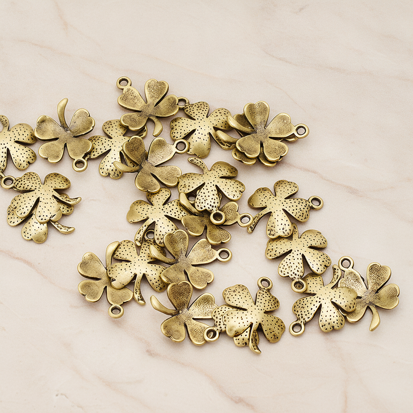 Four Leaf Clover Pendant, 2 Pc on warm marble background (PD.923)