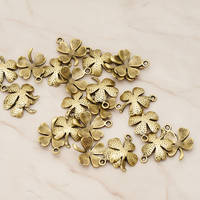 Four Leaf Clover Pendant, 2 Pc on warm marble background (PD.923)