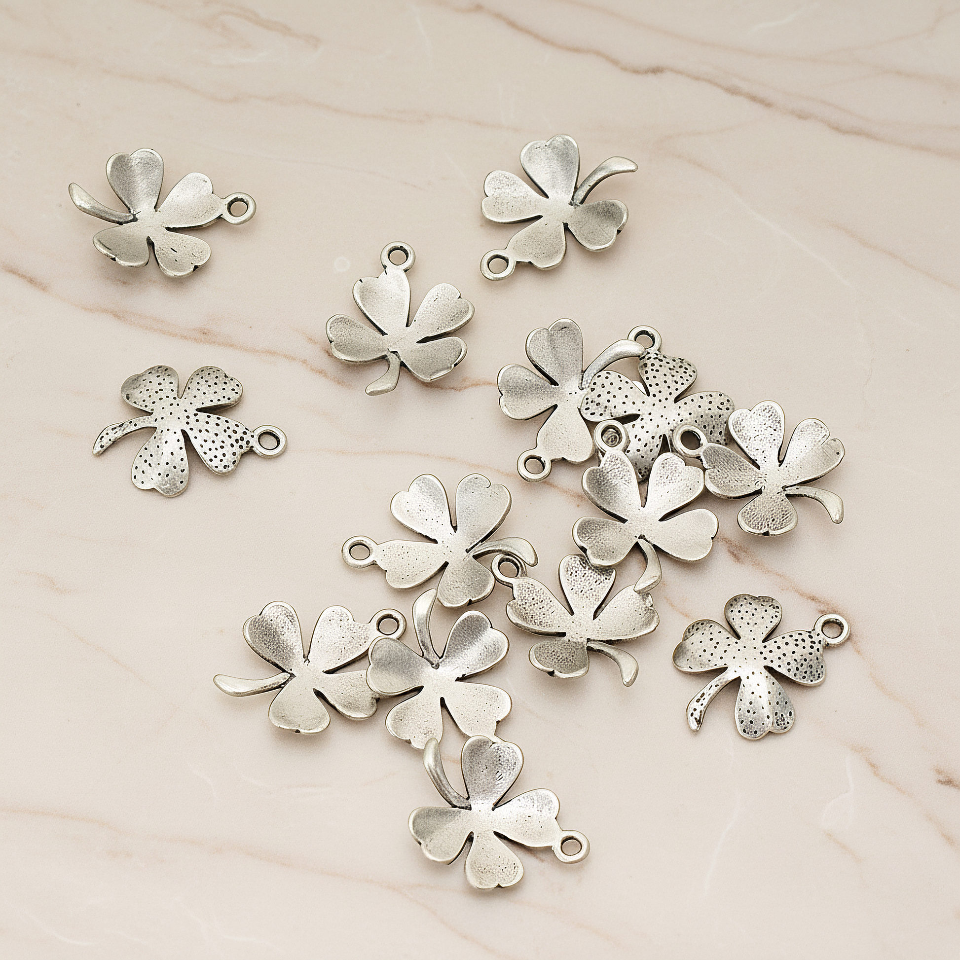 Four Leaf Clover Pendant, 2 Pc on warm marble background (PD.923)