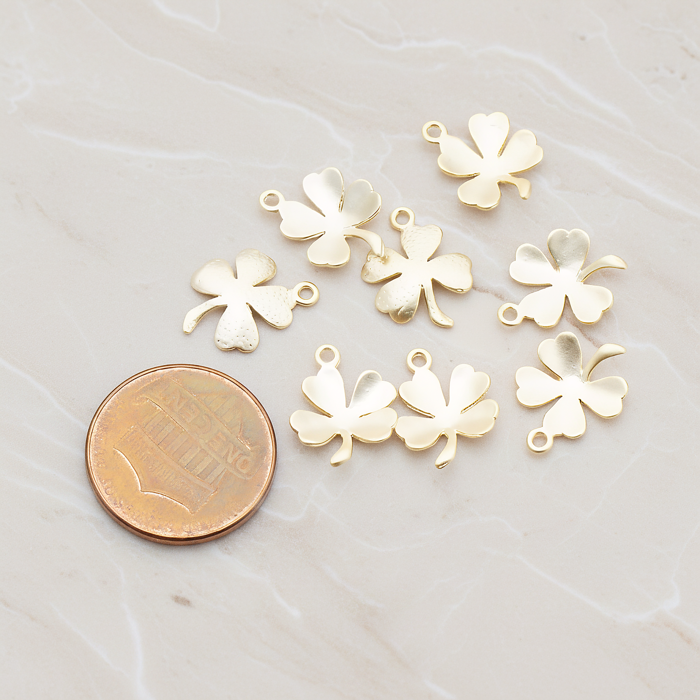 Four Leaf Clover Pendant, 2 Pc on warm marble background (PD.923)