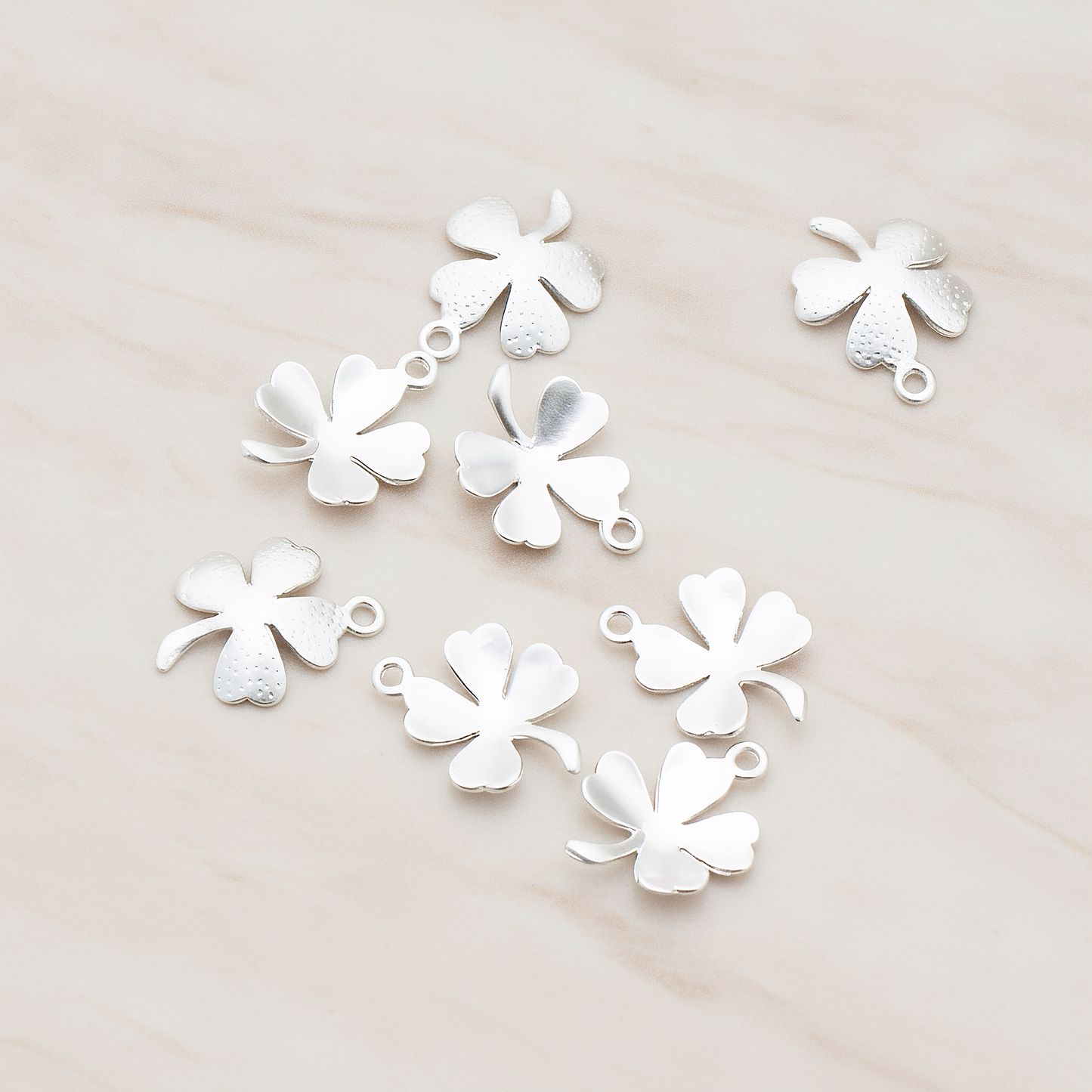 Four Leaf Clover Pendant, 2 Pc on warm marble background (PD.923)