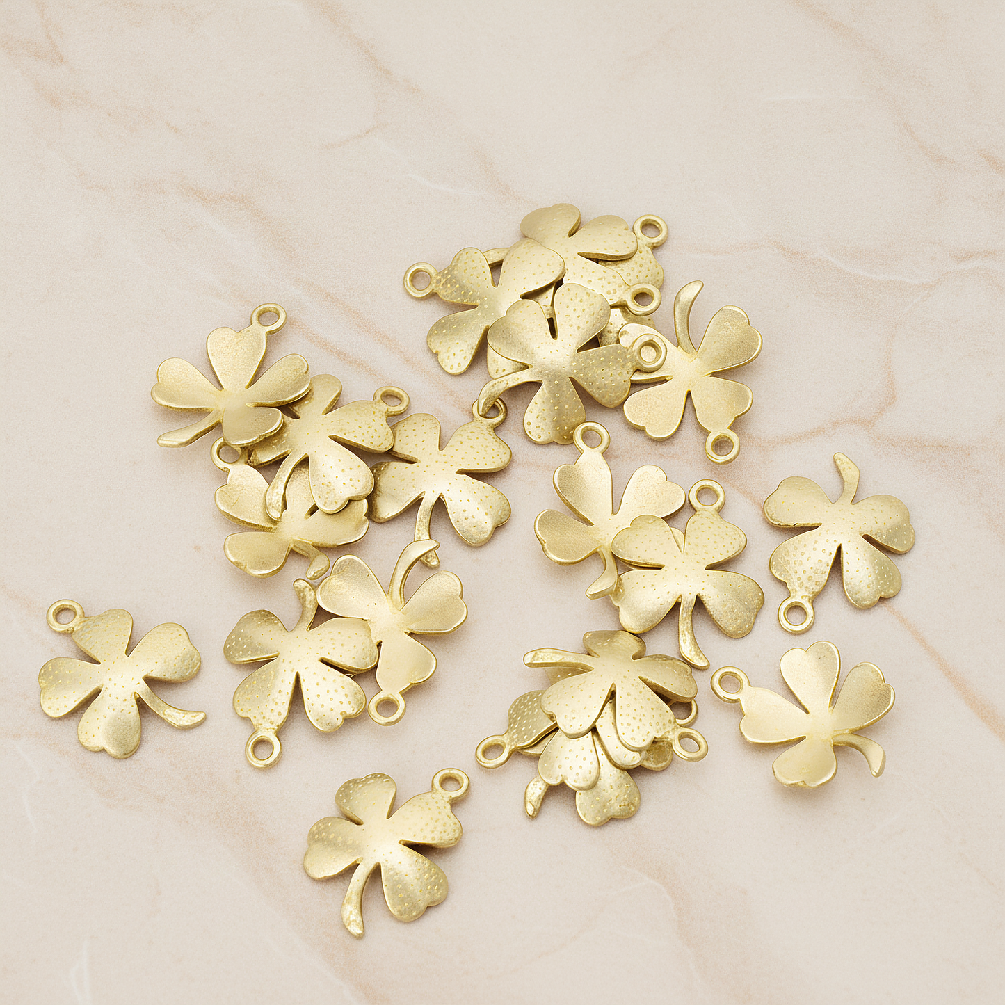 Four Leaf Clover Pendant, 2 Pc on warm marble background (PD.923)