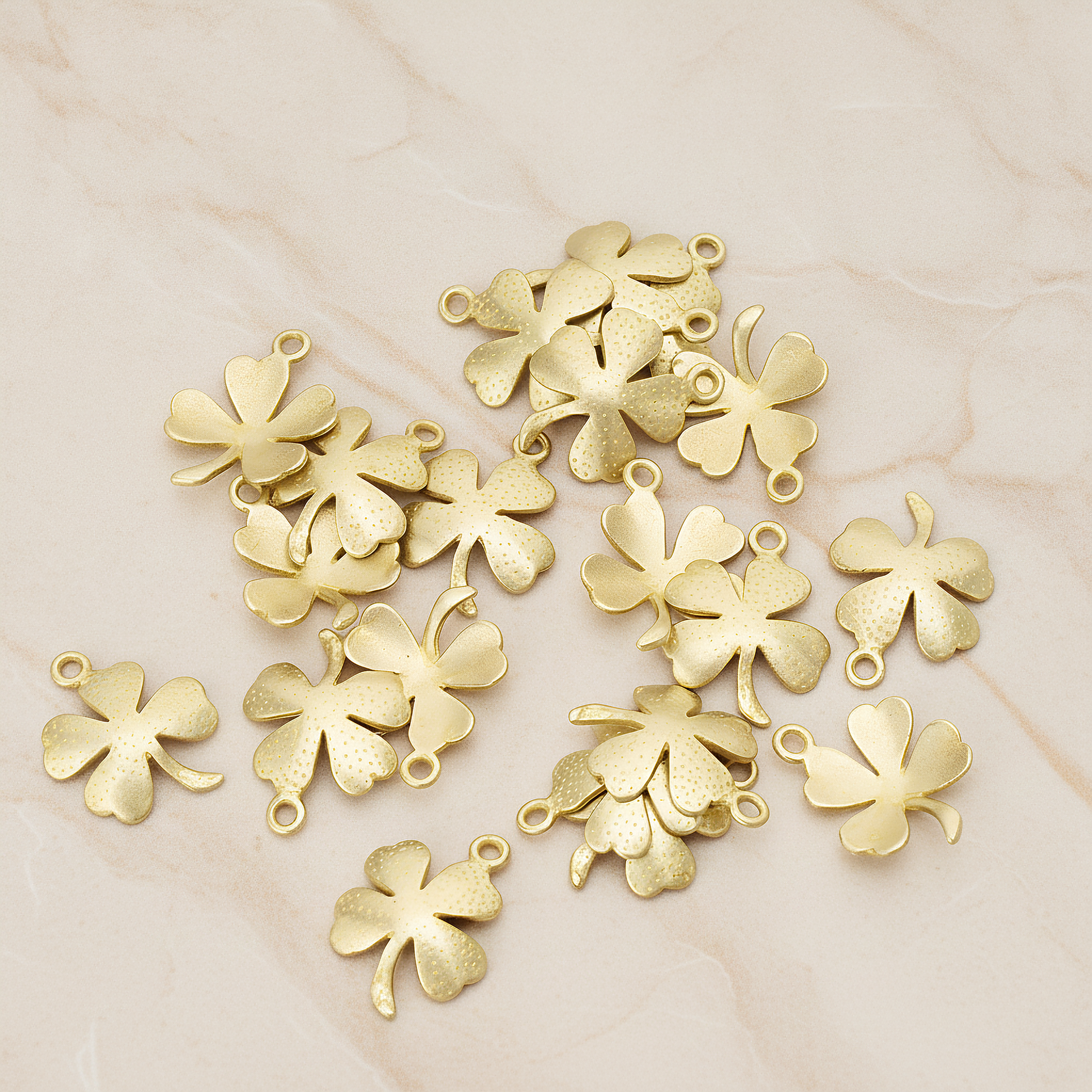 Four Leaf Clover Pendant, 2 Pc on warm marble background (PD.923)
