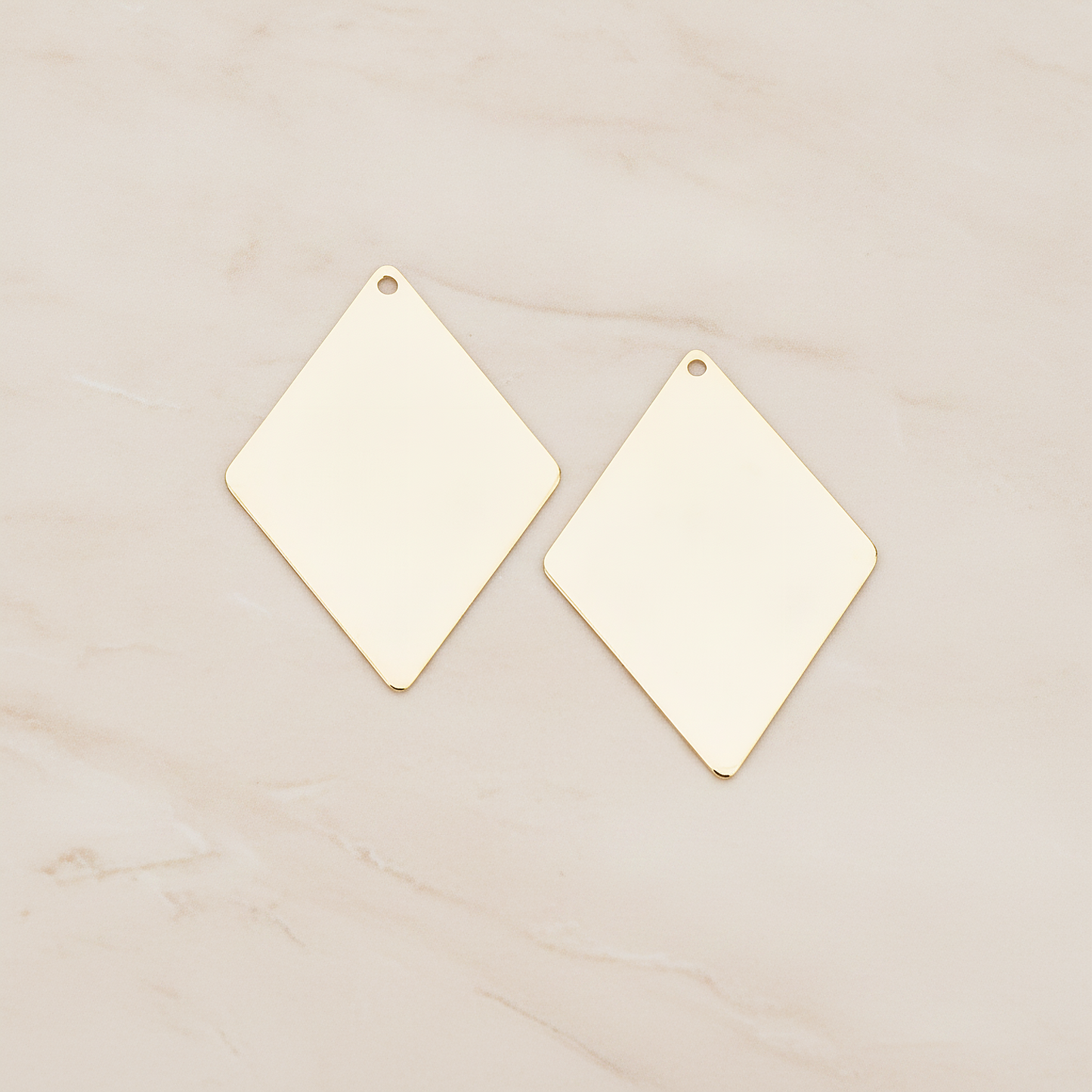 Large Diamond Shaped Pendant, 2 Pc on warm marble background (PD.924-02)