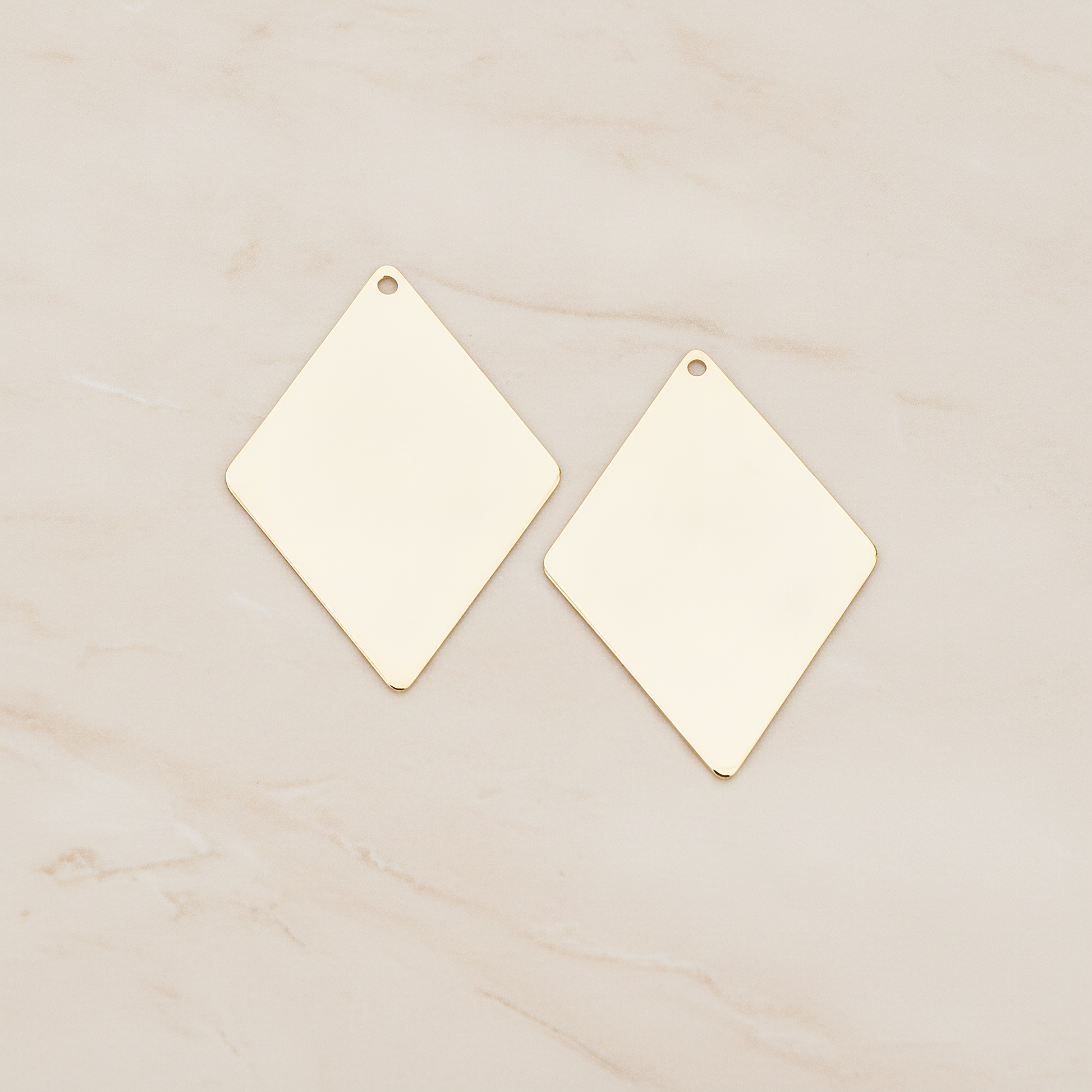 Large Diamond Shaped Pendant, 2 Pc on warm marble background (PD.924-02)