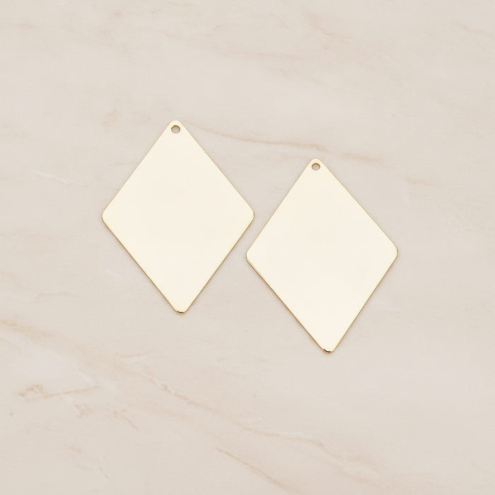 Large Diamond Shaped Pendant, 2 Pc on warm marble background (PD.924-02)